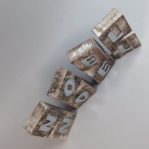 Rustic style wooden Noël sign blocs set of 2 - Picture 3 of 7